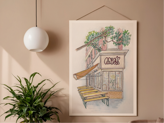 Milk Cafe Balham Watercolour Print